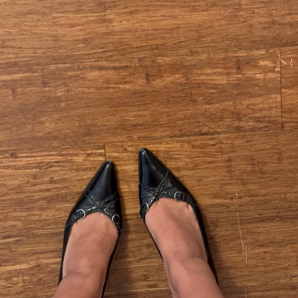 Pointy Black Kitten Heels